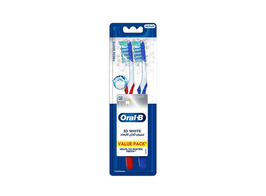 Oral B Toothbrush 3D Fresh White Medium Value Pack 2 pieces