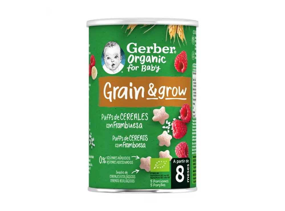 Gerber Organic Grain & Grow Banana Rasberries Puffs Cereales (8 Month)