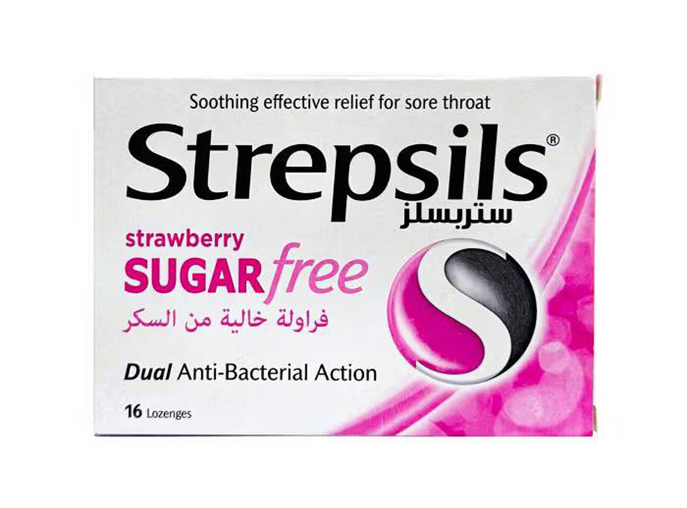 Strepsils Strawberry Sugar Free 16 lozenges