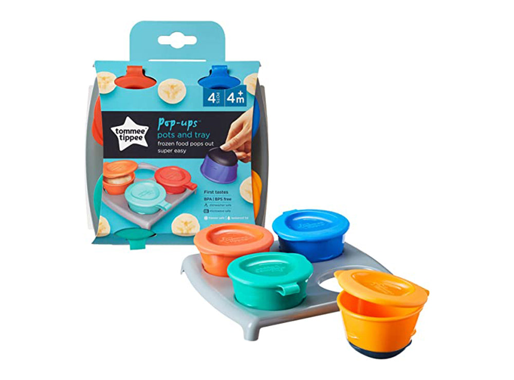 Tommee Tippee Pop Ups Pots And Tray 4M+ 4 pieces