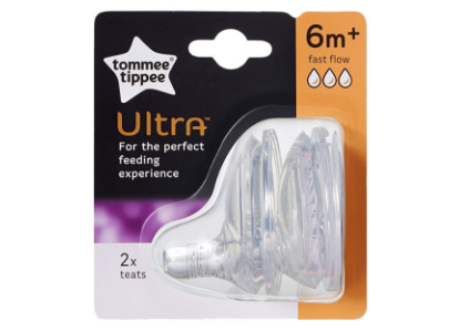 Tommee Tippee Ultra Fast Flow Teats 6M+ X2 2 pieces