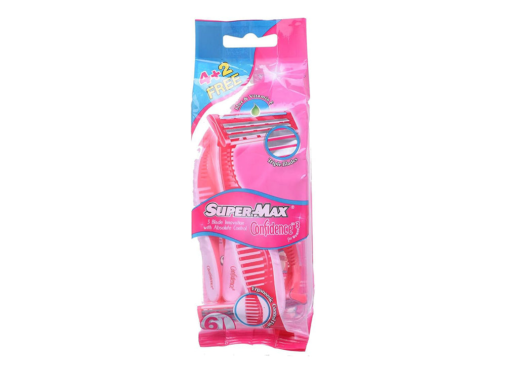 Super Max Ladies Triple Blade 3 Confidence Razors 4+2 pieces