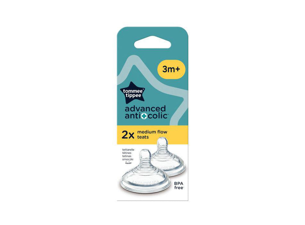 Tommee Tippee Anti Colic Medium Flow Teats 3+ 2 pieces