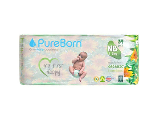 Pureborn Organic Diapers Size 0 Nb 1 To 3 Kg 34 pieces