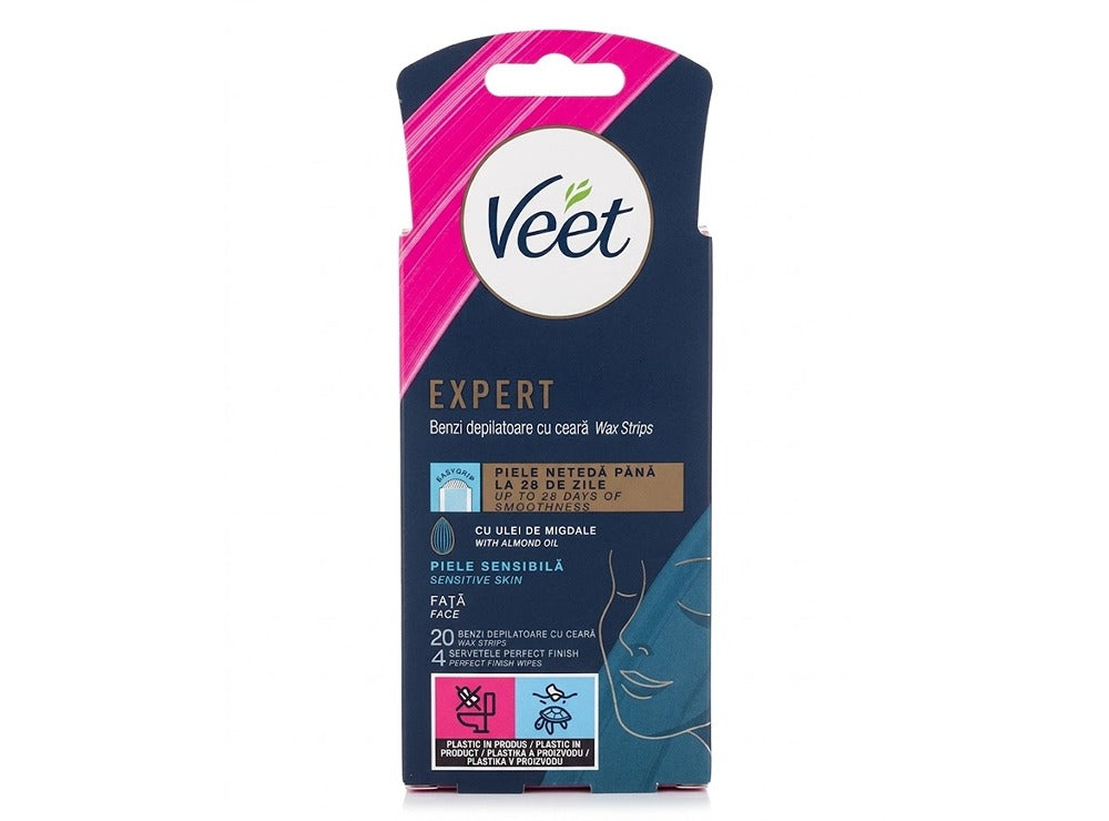 Veet Face Mini Wax Strips Sensitive With Almond Oil 20 pieces