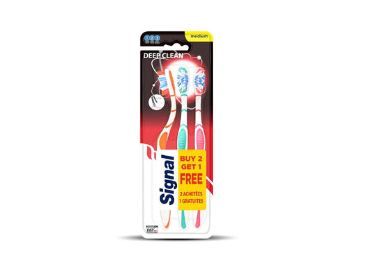 Signal Tooth Brush Deep Clean Medium 2+1 Free 3 pieces