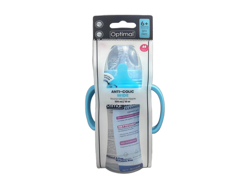 Optimal Baby Feeding Bottle With Handle Blue 6M+ 1031 300 ml
