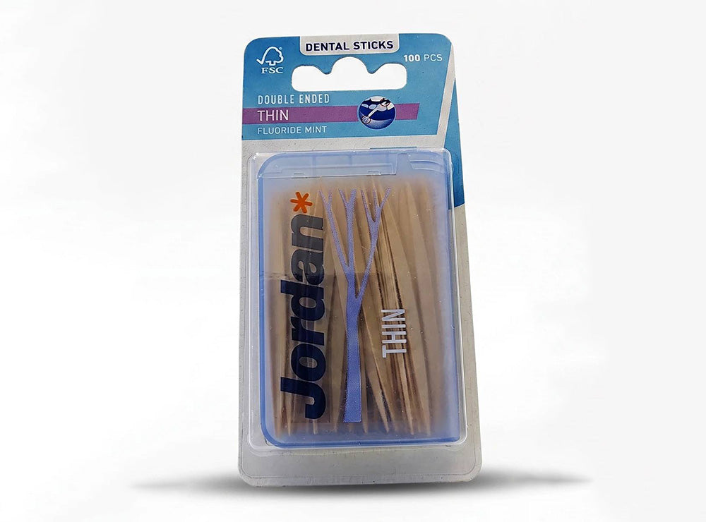 Jordan Wooden Dental Sticks Thin 100 pieces
