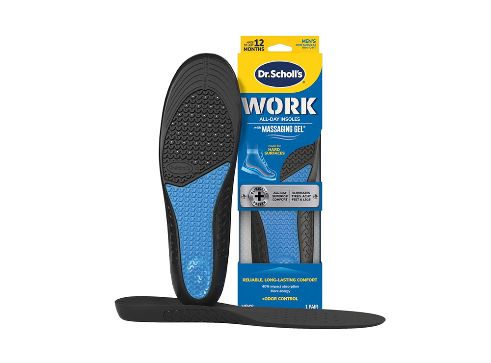Dr Scholl's Work Insoles With Massaging Gel Men Size 8 To 14 Pair