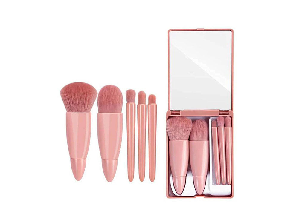 Makeup Brush Set Large Size & Mirror 5 pieces