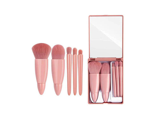 Makeup Brush Set Large Size & Mirror 5 pieces