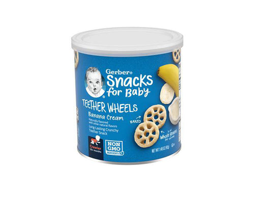 Gerber Snacks For Baby Teether Wheels Banana Cream 10+ Months 42 g