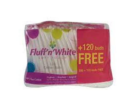 Fluff'N White Cotton Buds 200 & 120 Ziplock