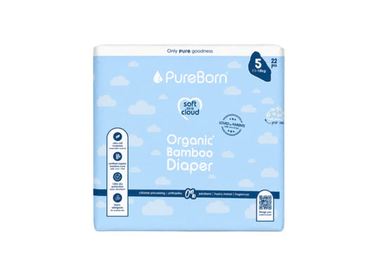 Pureborn Organic Diapers Size 5, 11 To 18 Kg 22 pieces