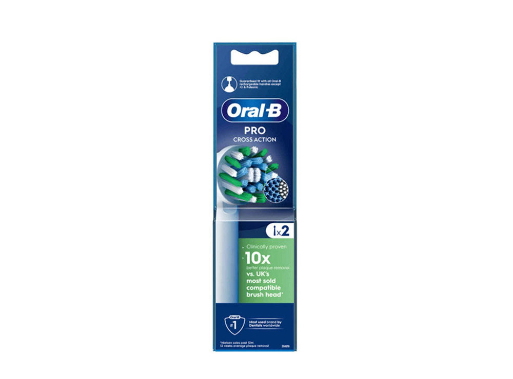Oral B Pro Toothbrush Heads Refill Cross Action 2 pieces