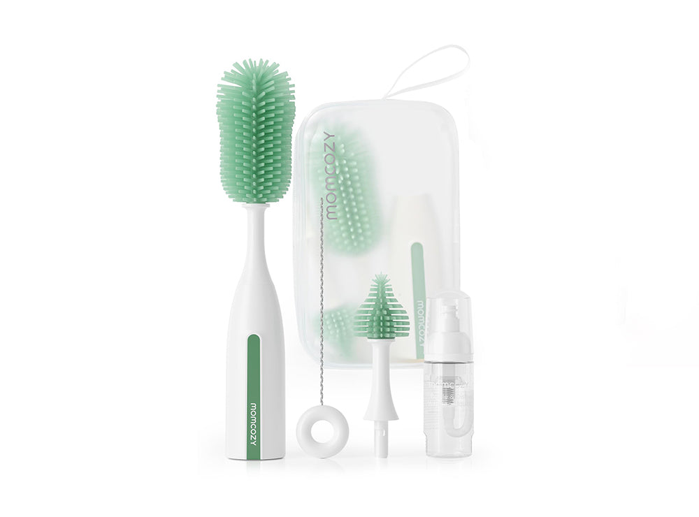 Momcozy Prss Foaming + Cleaning Bottle Brush Set Green