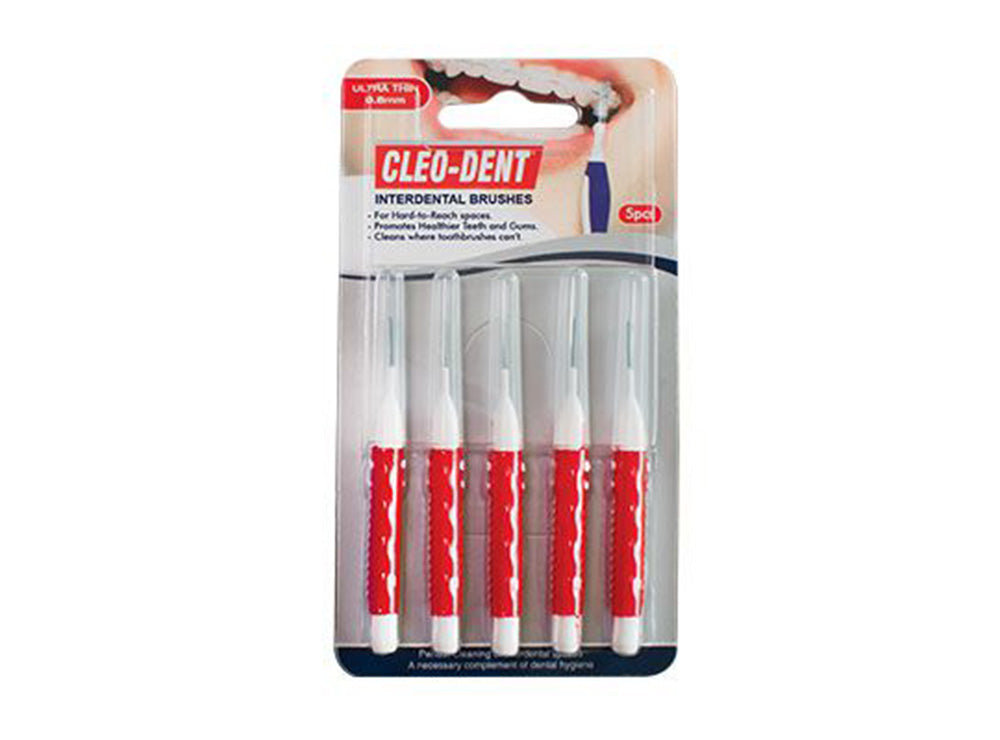 Cleo Dent Interdental Brush Red 0.8Mm 2002 5 piece