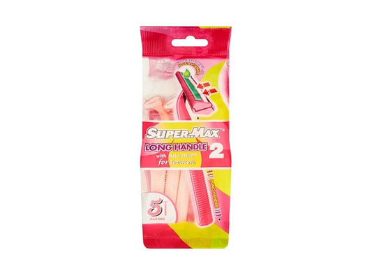 Super Max Ladies Twin 2 Long Handle Razors 5 pieces