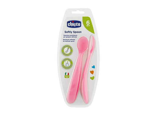 Chicco Soft Silicone Spoon 6 Plus Pink 2 pieces