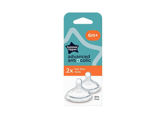 Tommee Tippee Anti Colic Fast Flow Teats 6M+ 2 pieces