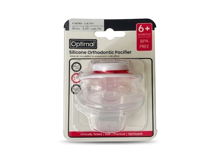 Optimal Silicone Orthodontic Pacifier Pink 6M+ 1436
