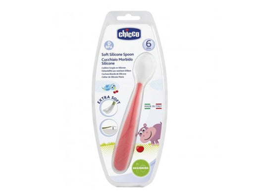 Chicco Soft Silicone Spoon 6+ Pink