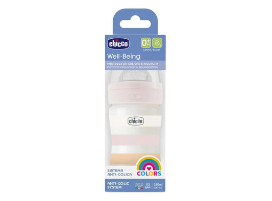 Chicco Biberon 0M+ Well Being Slow Anti Cholic Pink 150 ml