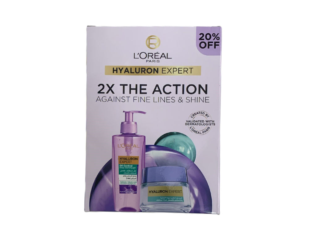 L'Oreal Coffret Hyaluron Expert Oil Control Wash & Gel Cream  2 pieces