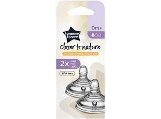 Tommee Tippee Ctn Slow Flow Teats 0+ 2 pieces