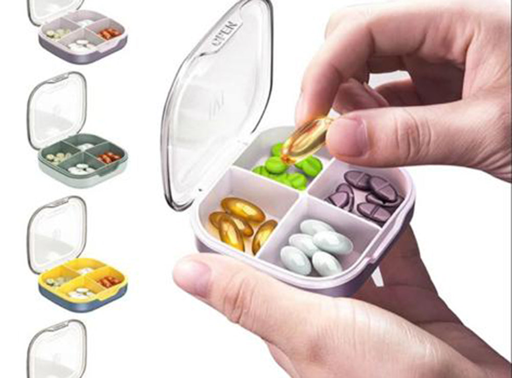 Pill Box 4 Grid Orange