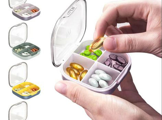 Pill Box 4 Grid Orange