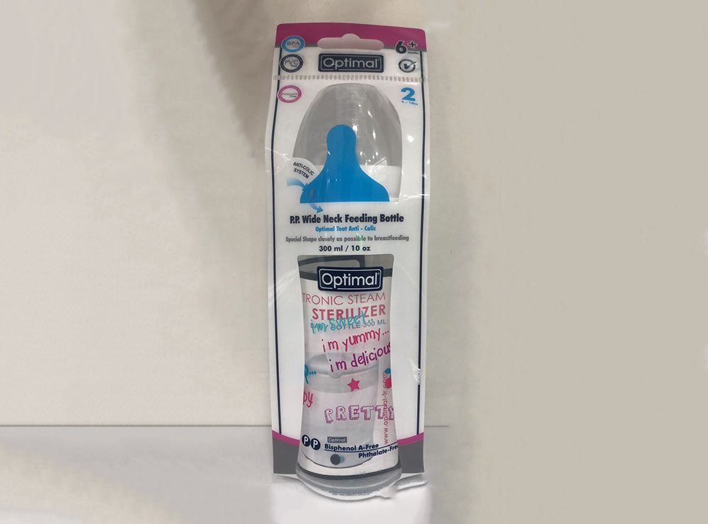 Optimal Baby Bottle Slim Waist (6-18) Blue