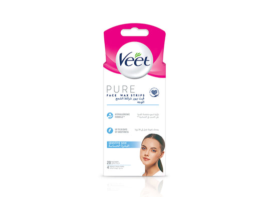 Veet Face Mini Wax Strips Pure Hypoallergenic Sensitive 20 pieces