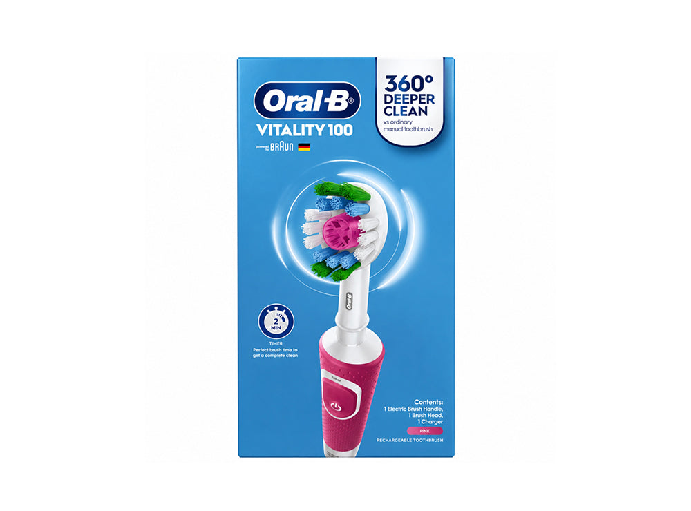 Oral B (By Braun) Vitality 100 Rechargeable Electric Toothbrush Pink D100.513.1