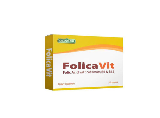 Folicavit Folic Acid With B6 And B12 Green 15 capsules