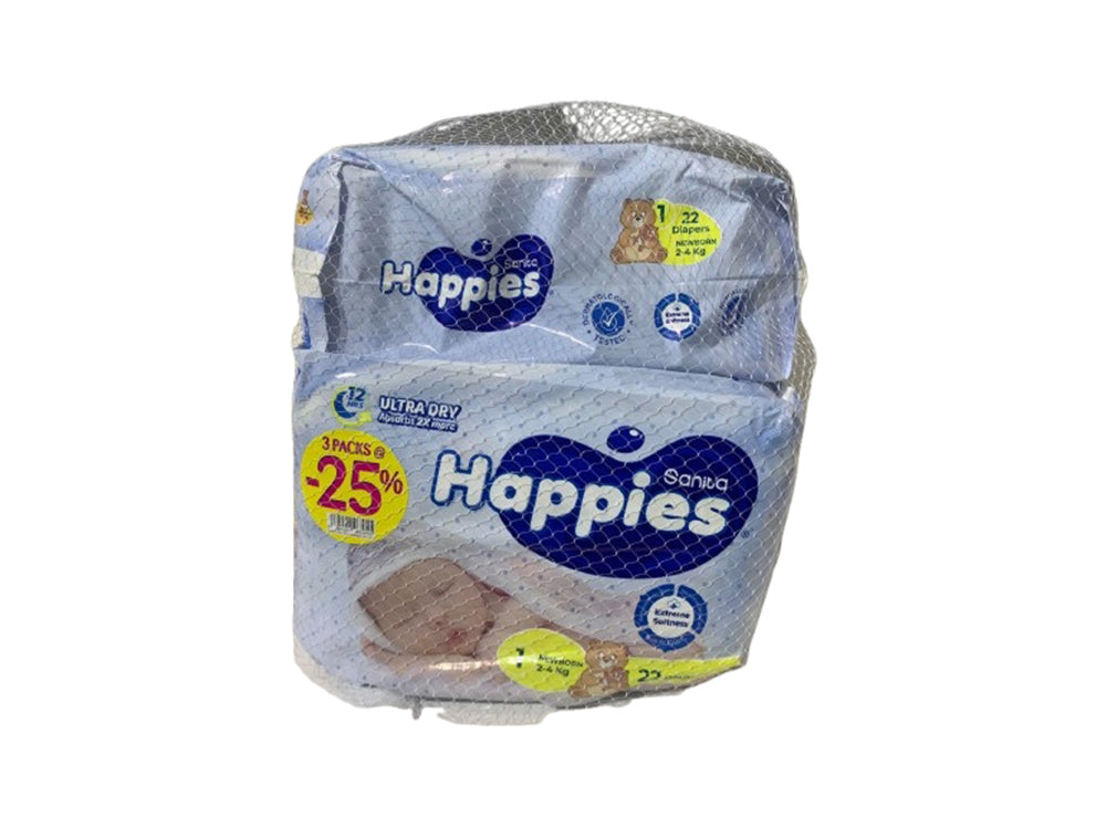 Happies 1 (2-4Kg) 22 Diapers 22 diapers