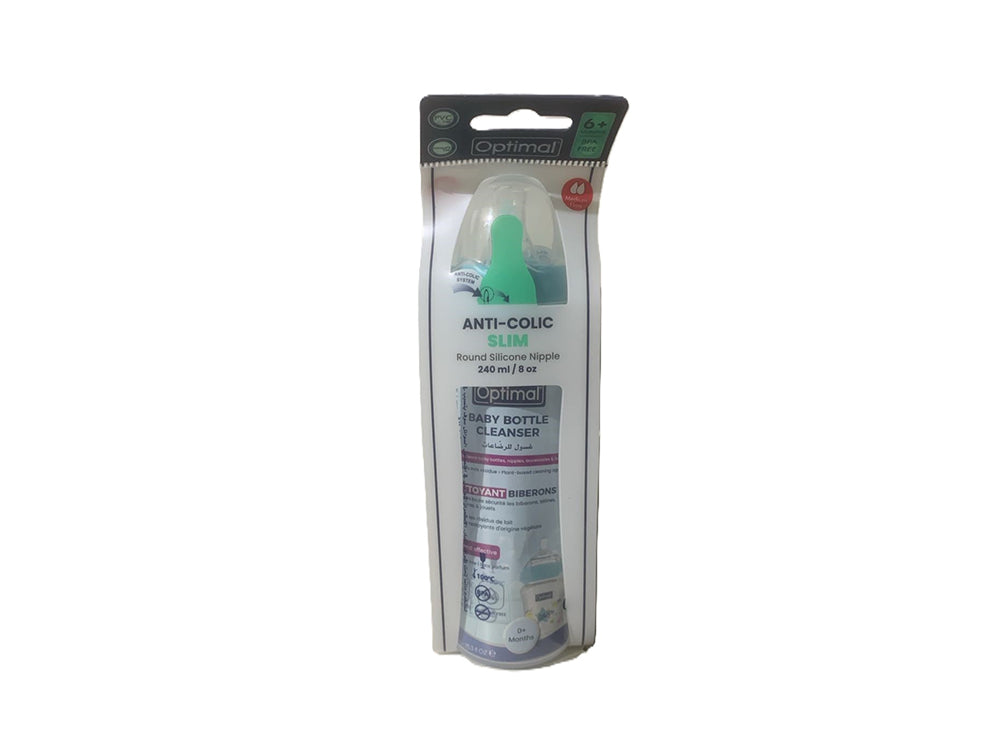 Optimal Baby Bottle Slim Waist (6-18) Blue 240 ml