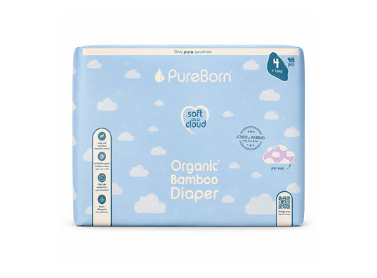 Pureborn Organic Diapers Size 4, 7 To 12 Kg 48 pieces