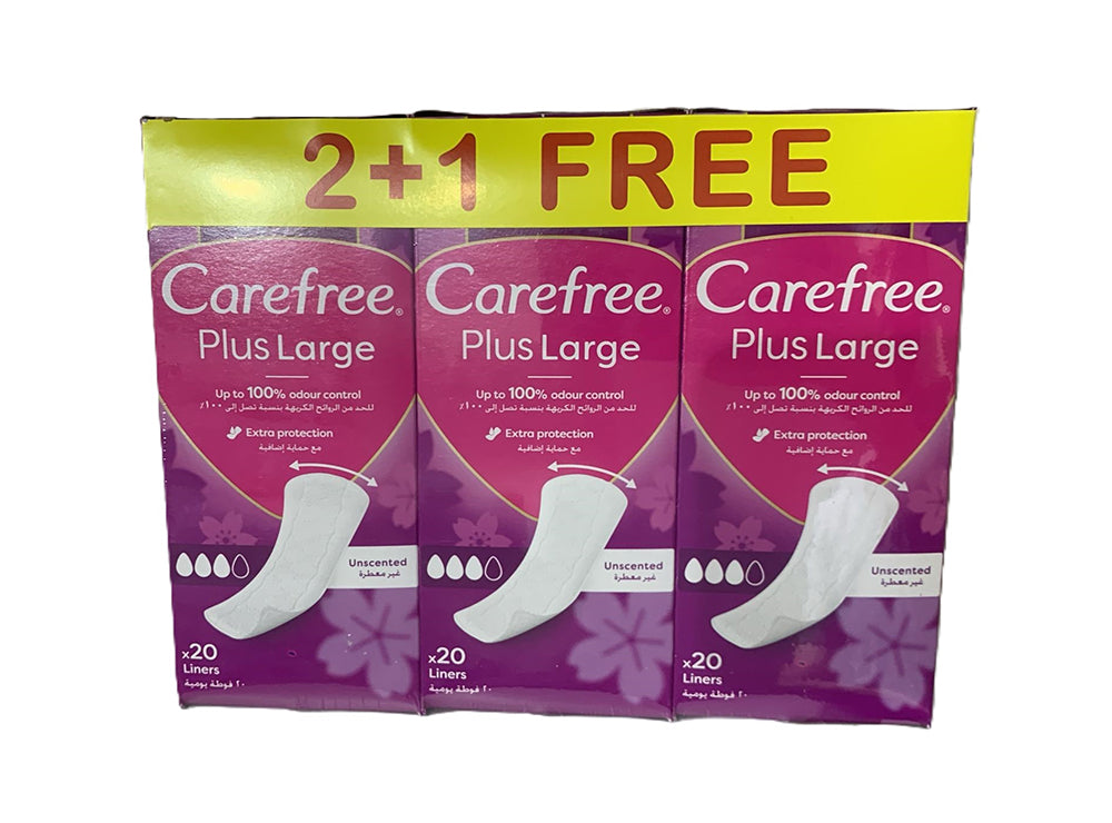 Carefree Plus Large 2+1 Unscented 60 pieces