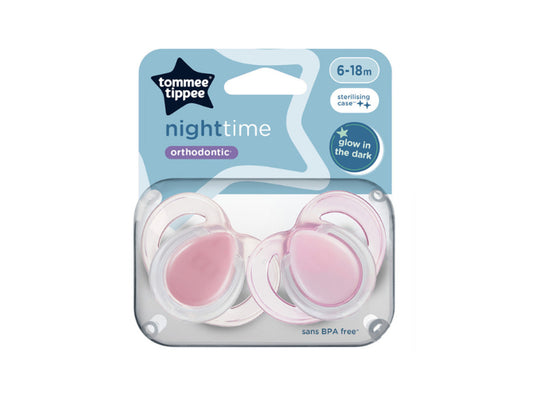 Tommee Tippee Soother Night Time Pink 6-18M