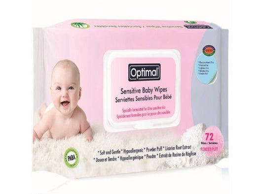 Optimal Baby Wipes Sensitive Serviettes Powder Puff