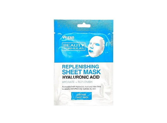 Beauty Formulas Facial Sheet Mask Replenish Hyaluronic Acid 1 piece
