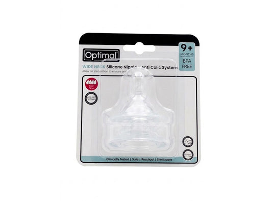 Optimal Wide Neck Silicone Nipple Fast Flow 9M+ 1164 2 pieces