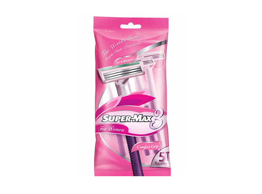 Super Max Ladies Triple Blade 3 Disposable Razors 5 pieces