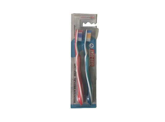 Cleo Dent Tooth Brush Mountain Bristles Maxi Care Medium Duo Pack 5017