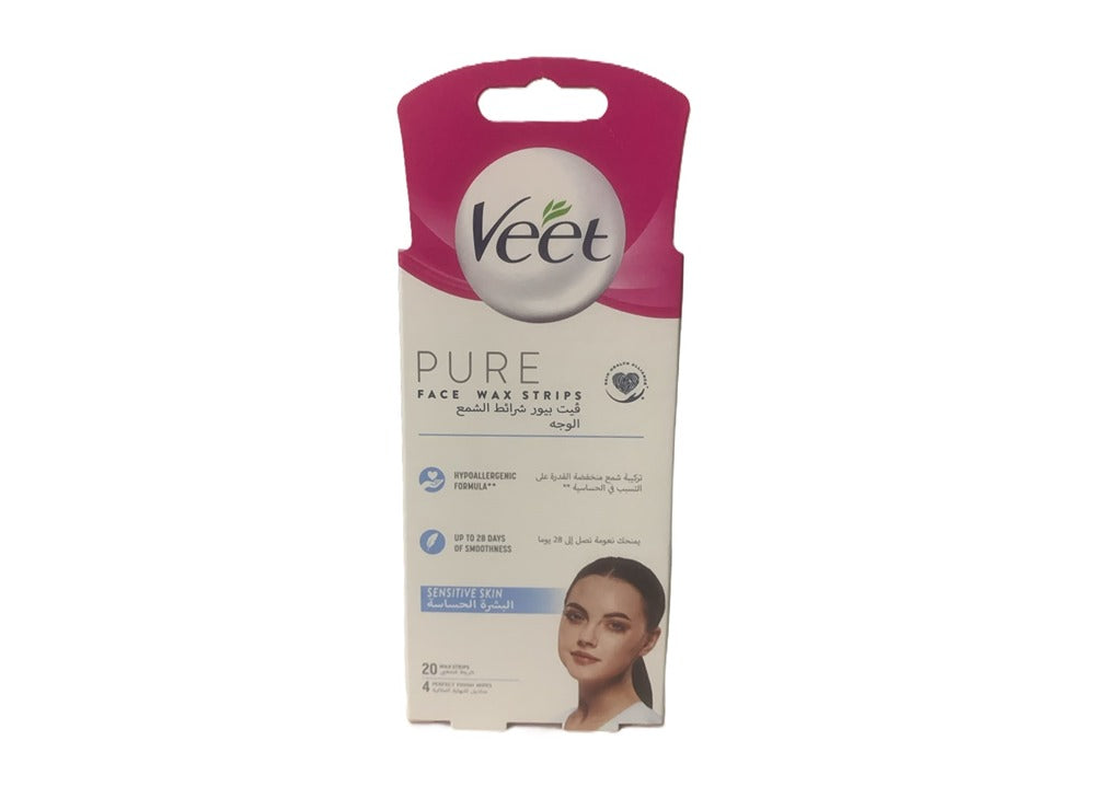 Veet Face Mini Wax Strips Pure Hypoallergenic Sensitive  16 pieces